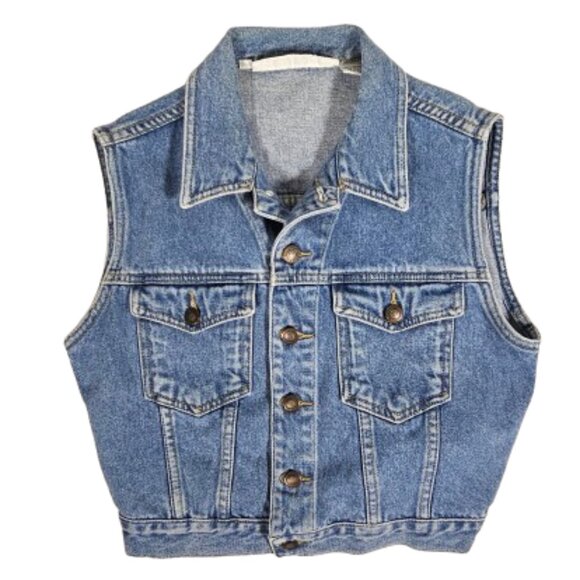Montana Blues Denim Blue Jean Vest Women's Juniors Size Large Cotton - Picture 1 of 5